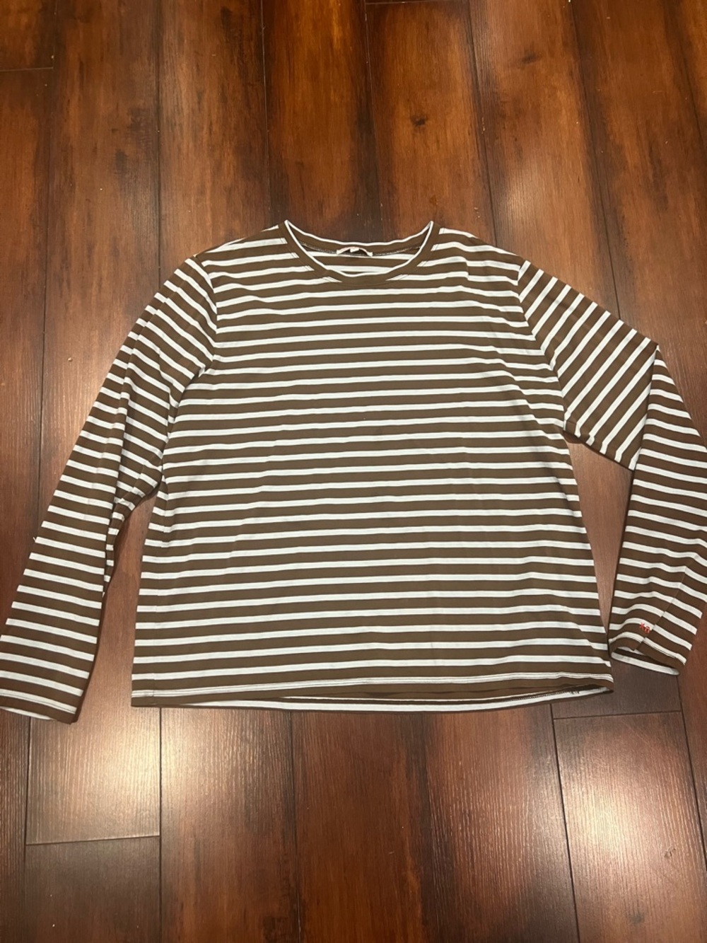 Frances Valentine Brown and Light Blue Striped Long Sleeve Tee